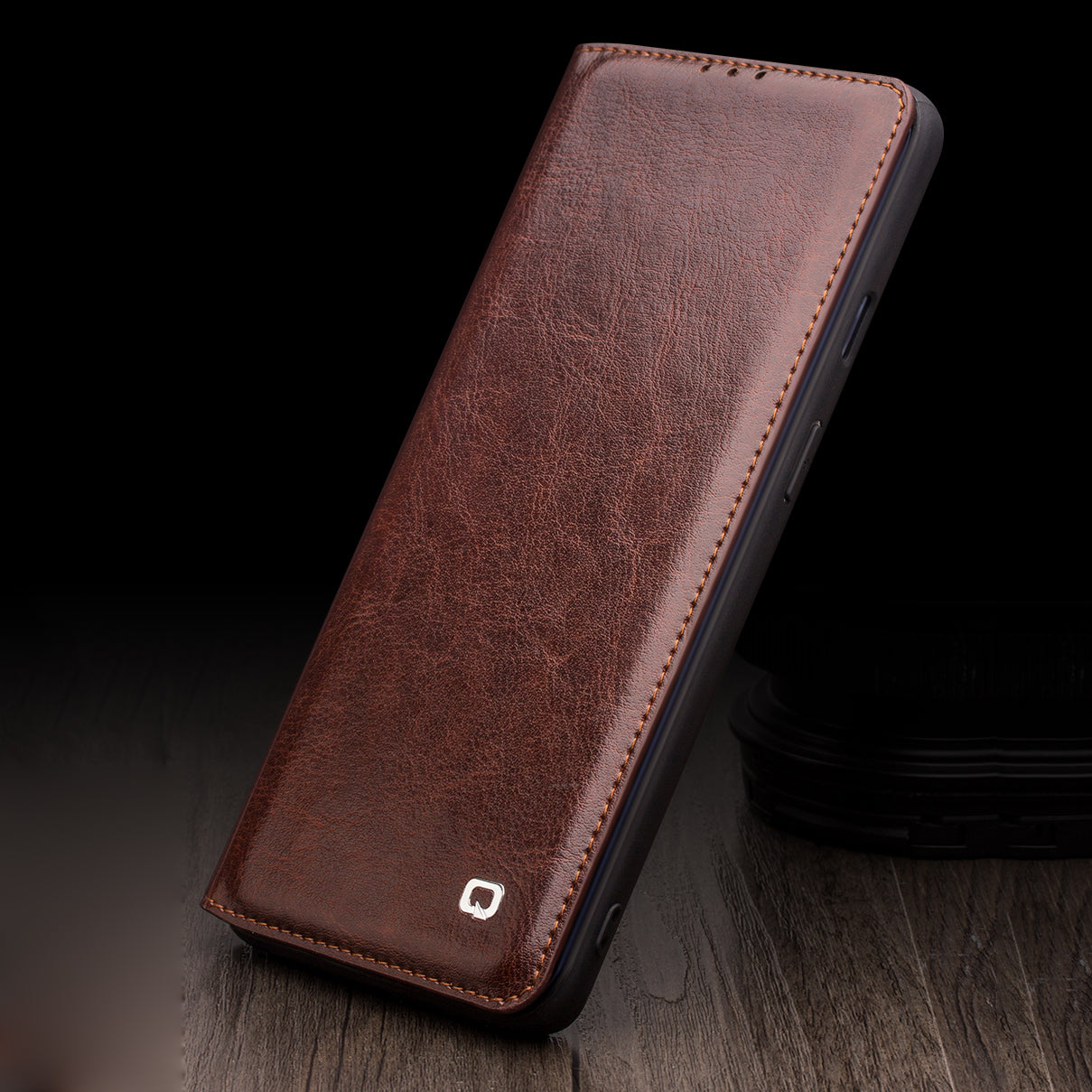 QIALINO Classic Genuine Leather Stylish Case with Card Slot for OnePlus 7T Pro