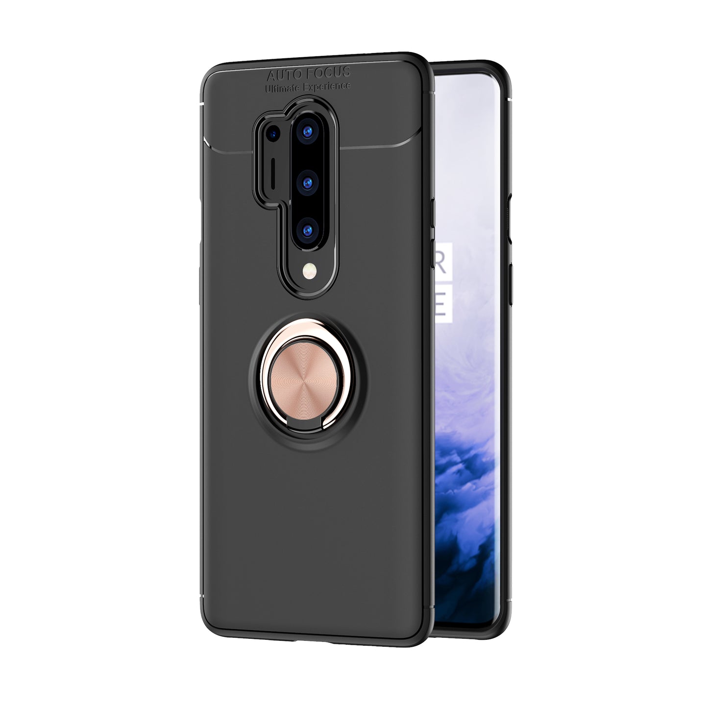 With Finger Ring Kickstand TPU Built-in Metal Sheet Case for OnePlus 8 Pro