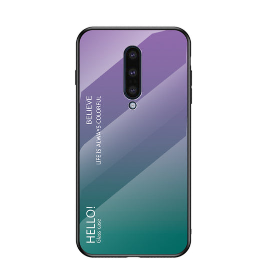 Gradient Color Tempered Glass + PC + TPU Cell Phone Case for OnePlus 8