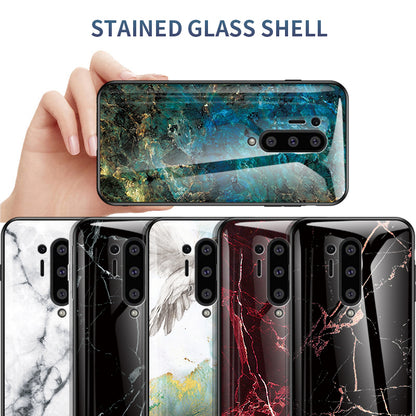 For OnePlus 8 Pro Marble Texture Tempered Glass + PC + TPU Protector Case