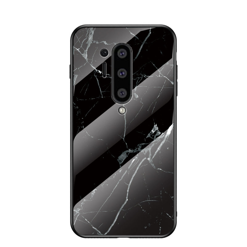 For OnePlus 8 Pro Marble Texture Tempered Glass + PC + TPU Protector Case