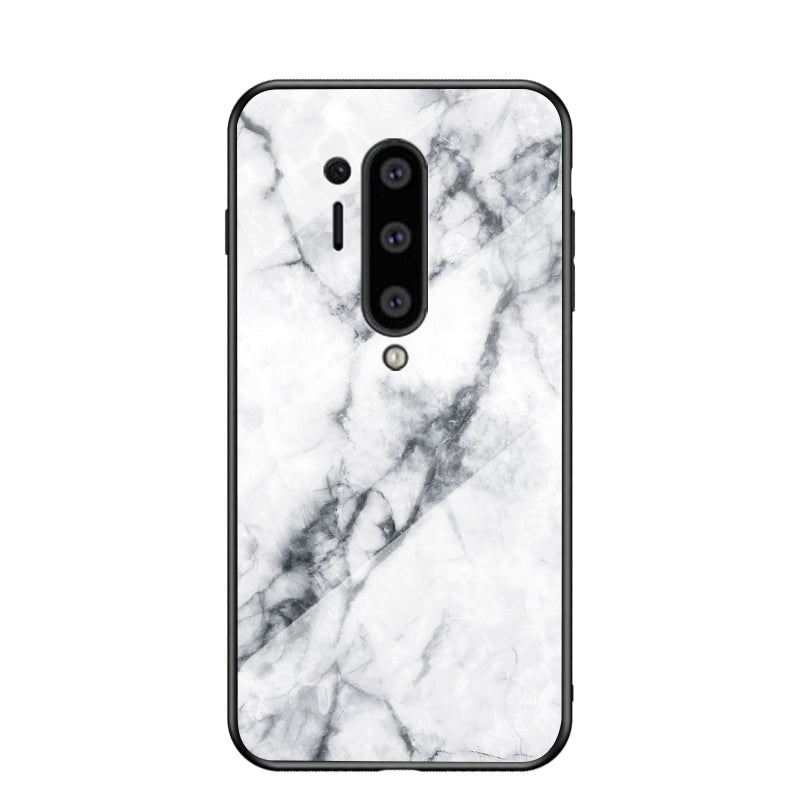 For OnePlus 8 Pro Marble Texture Tempered Glass + PC + TPU Protector Case