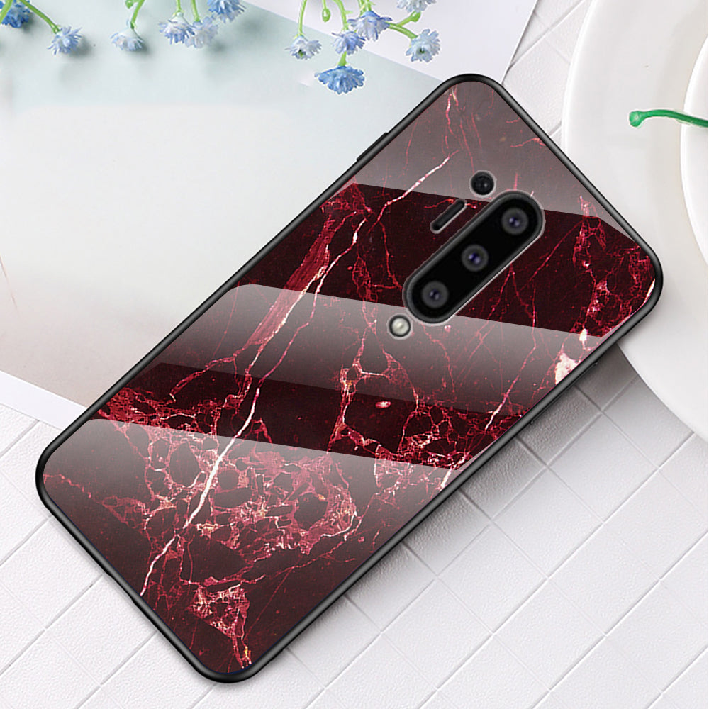 For OnePlus 8 Pro Marble Texture Tempered Glass + PC + TPU Protector Case