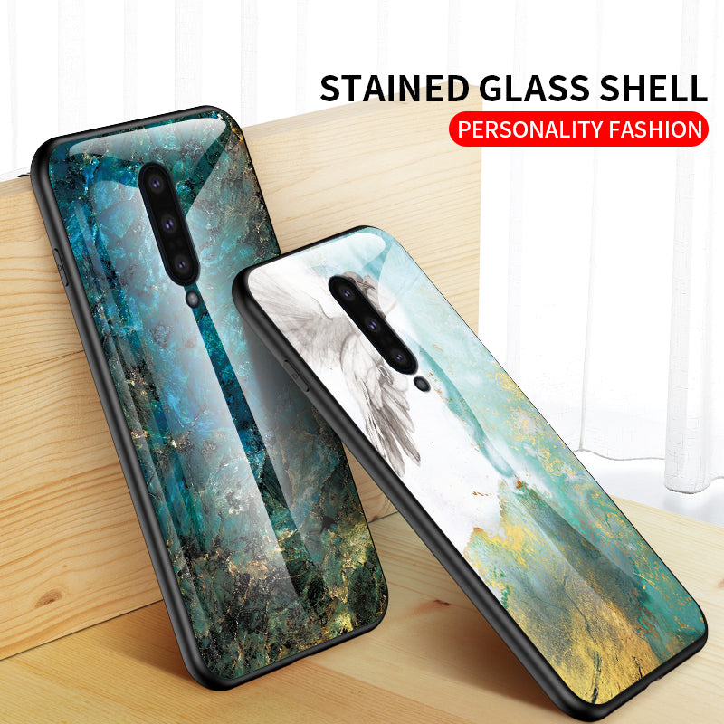 Marble Pattern Tempered Glass + PC + TPU Combo Cover for OnePlus 8