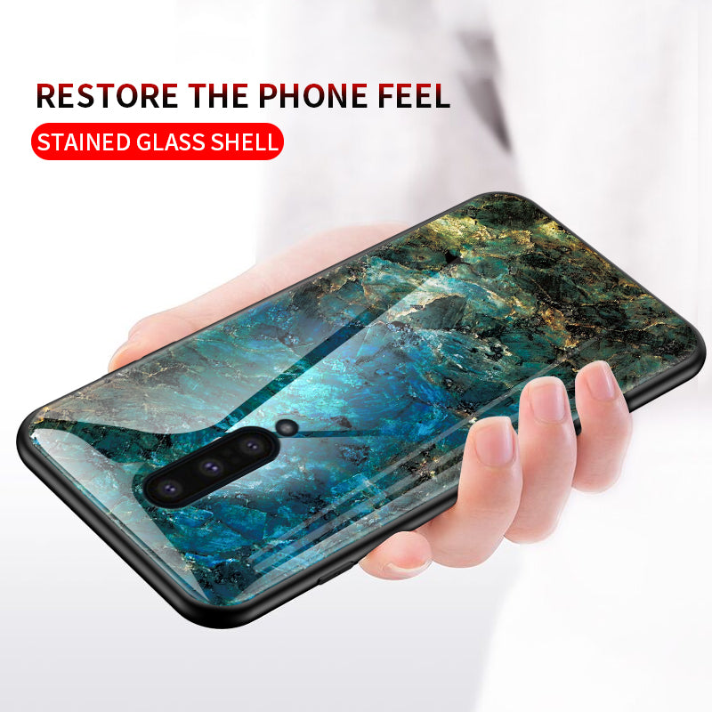 Marble Pattern Tempered Glass + PC + TPU Combo Cover for OnePlus 8