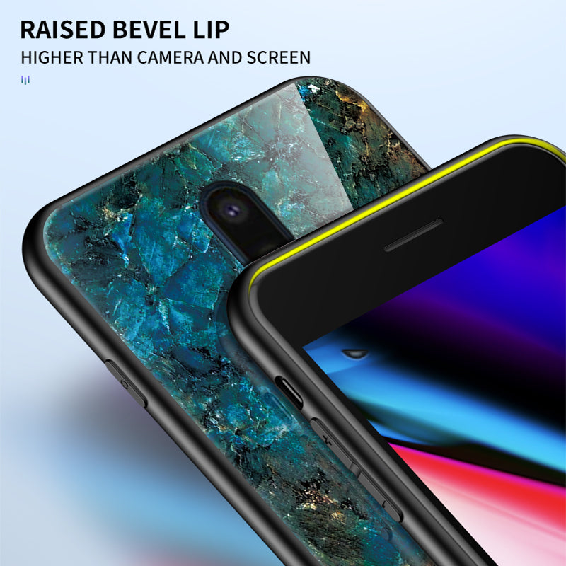 Marble Pattern Tempered Glass + PC + TPU Combo Cover for OnePlus 8