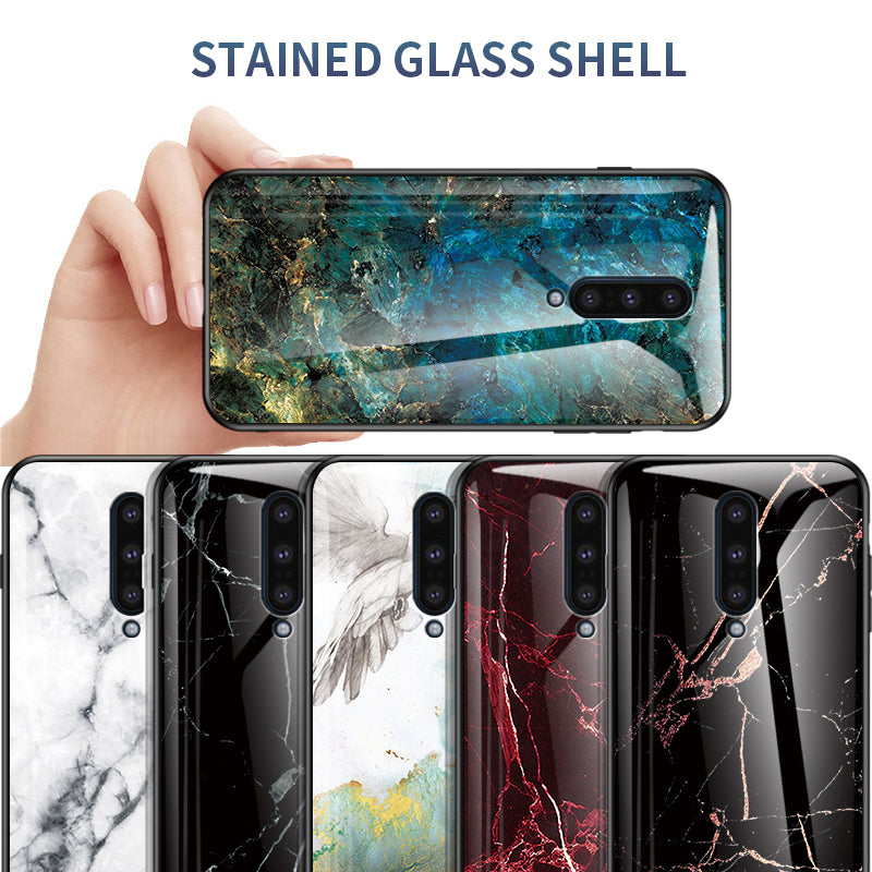 Marble Pattern Tempered Glass + PC + TPU Combo Cover for OnePlus 8