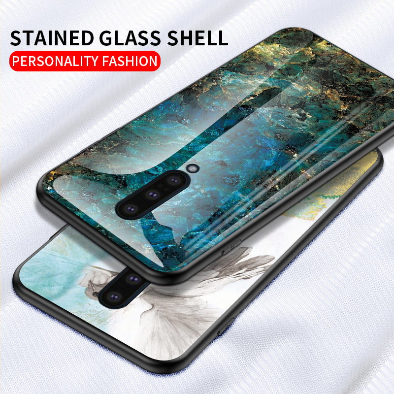 Marble Pattern Tempered Glass + PC + TPU Combo Cover for OnePlus 8