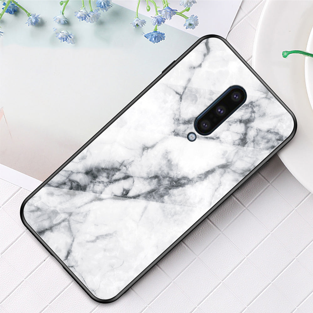 Marble Pattern Tempered Glass + PC + TPU Combo Cover for OnePlus 8