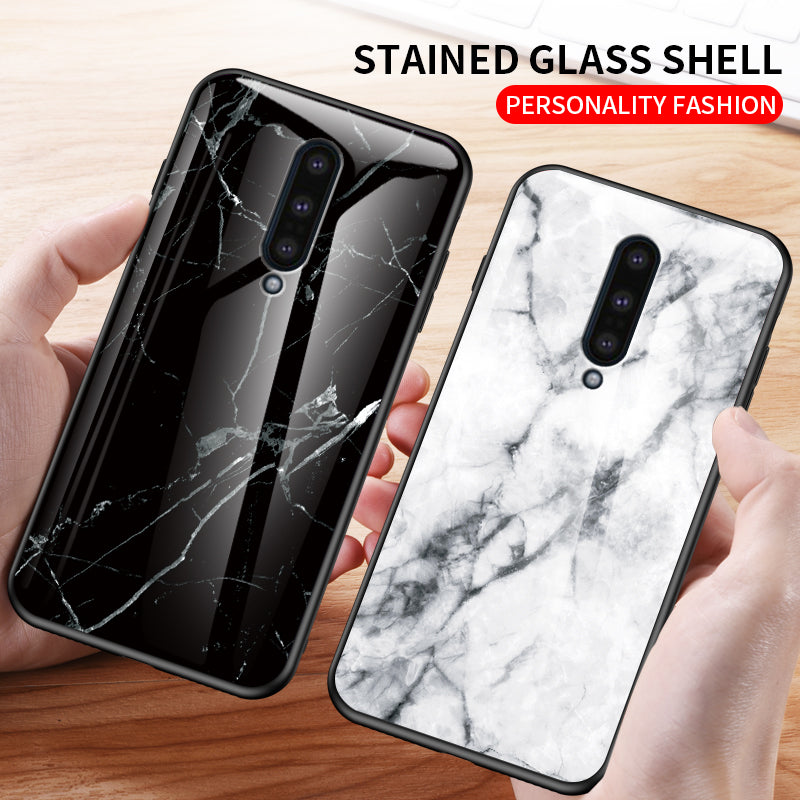 Marble Pattern Tempered Glass + PC + TPU Combo Cover for OnePlus 8