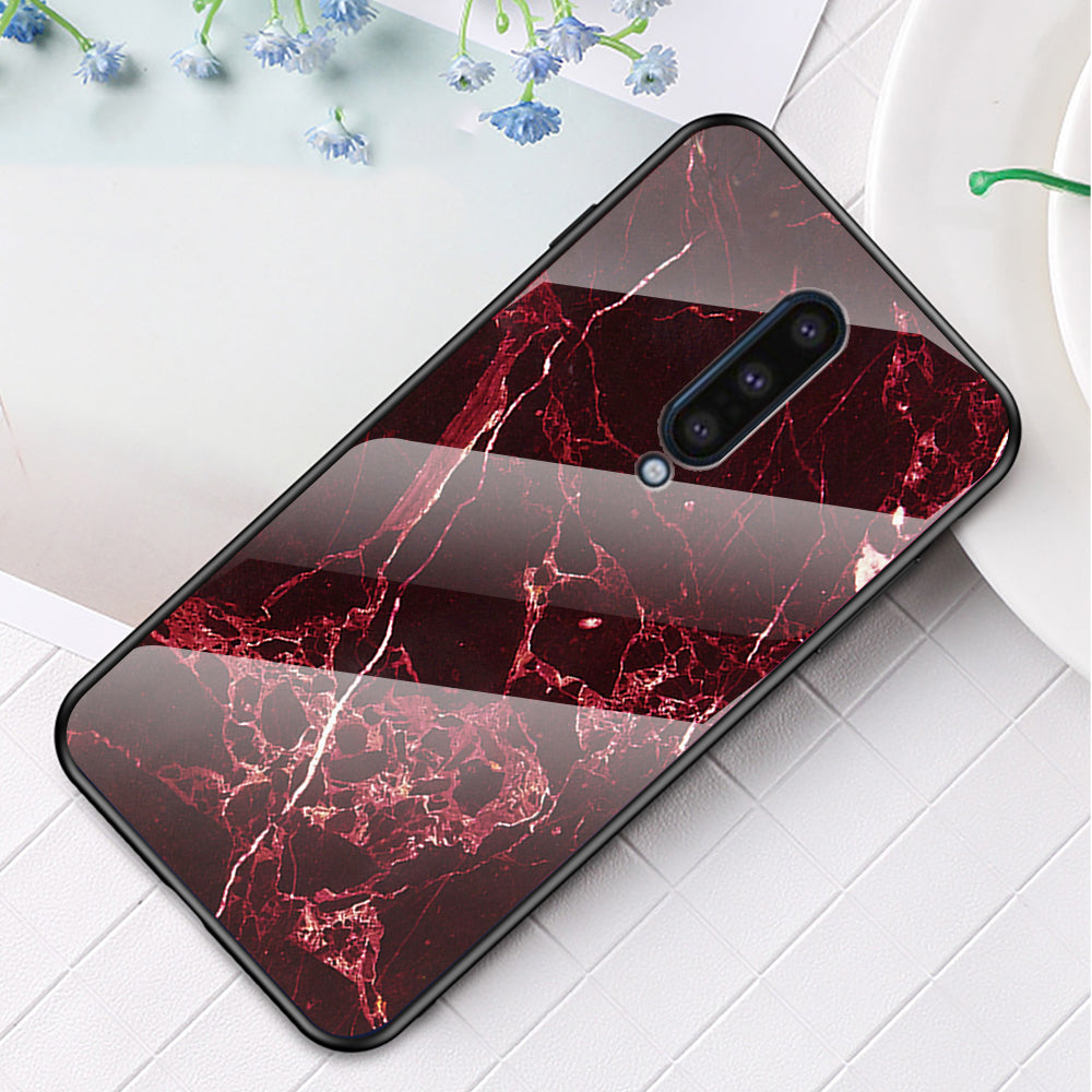 Marble Pattern Tempered Glass + PC + TPU Combo Cover for OnePlus 8