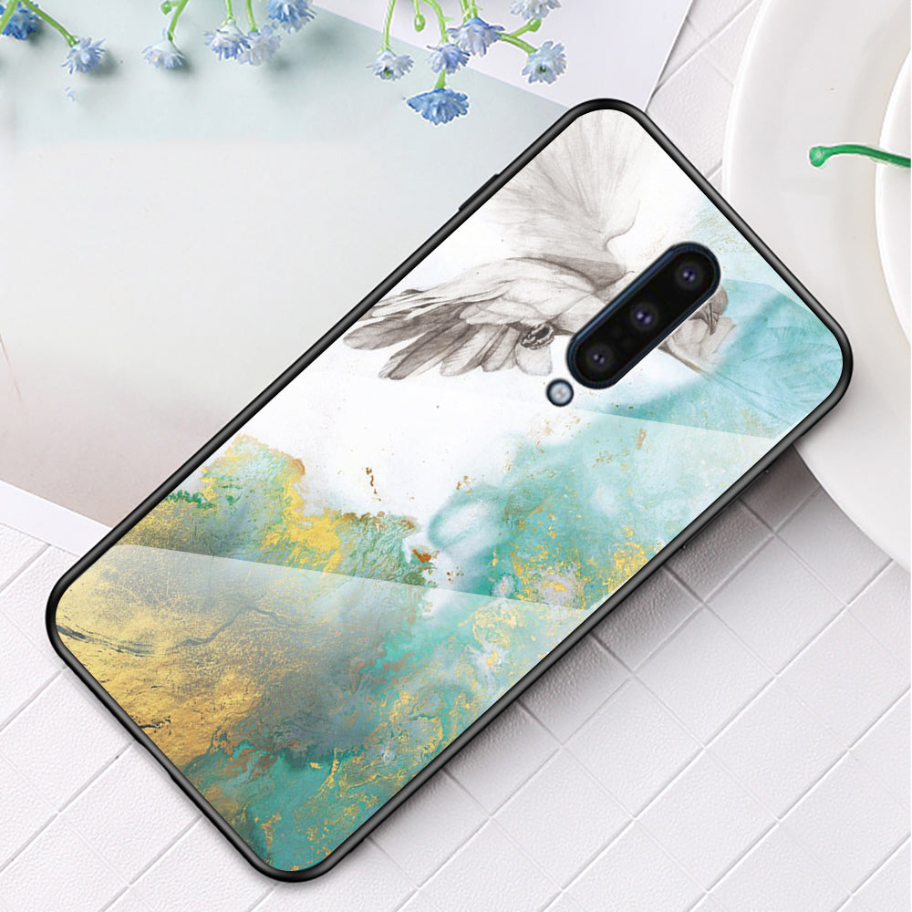 Marble Pattern Tempered Glass + PC + TPU Combo Cover for OnePlus 8