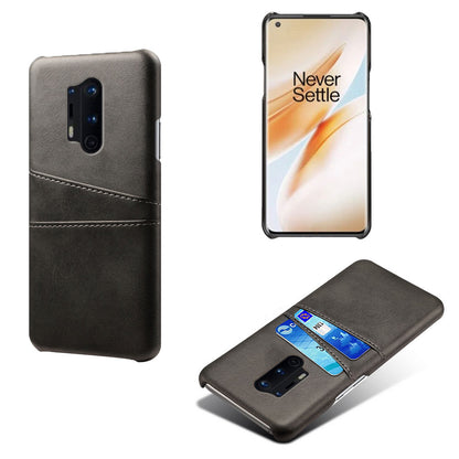 KSQ with Double Card Slots PU Leather Coated Hard PC Cover for OnePlus 8 Pro