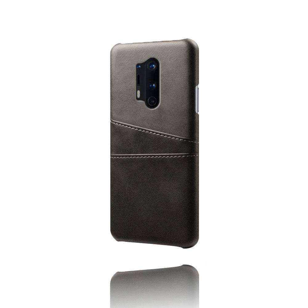 KSQ with Double Card Slots PU Leather Coated Hard PC Cover for OnePlus 8 Pro