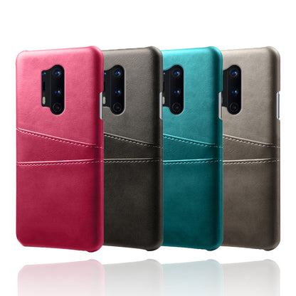 KSQ with Double Card Slots PU Leather Coated Hard PC Cover for OnePlus 8 Pro