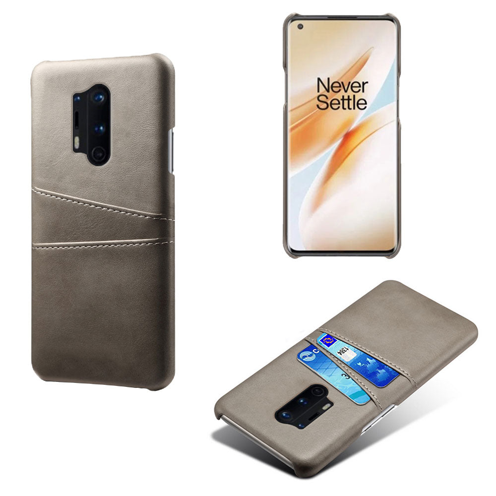 KSQ with Double Card Slots PU Leather Coated Hard PC Cover for OnePlus 8 Pro