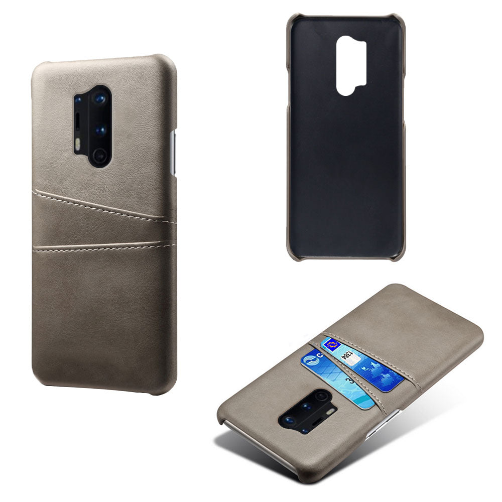 KSQ with Double Card Slots PU Leather Coated Hard PC Cover for OnePlus 8 Pro