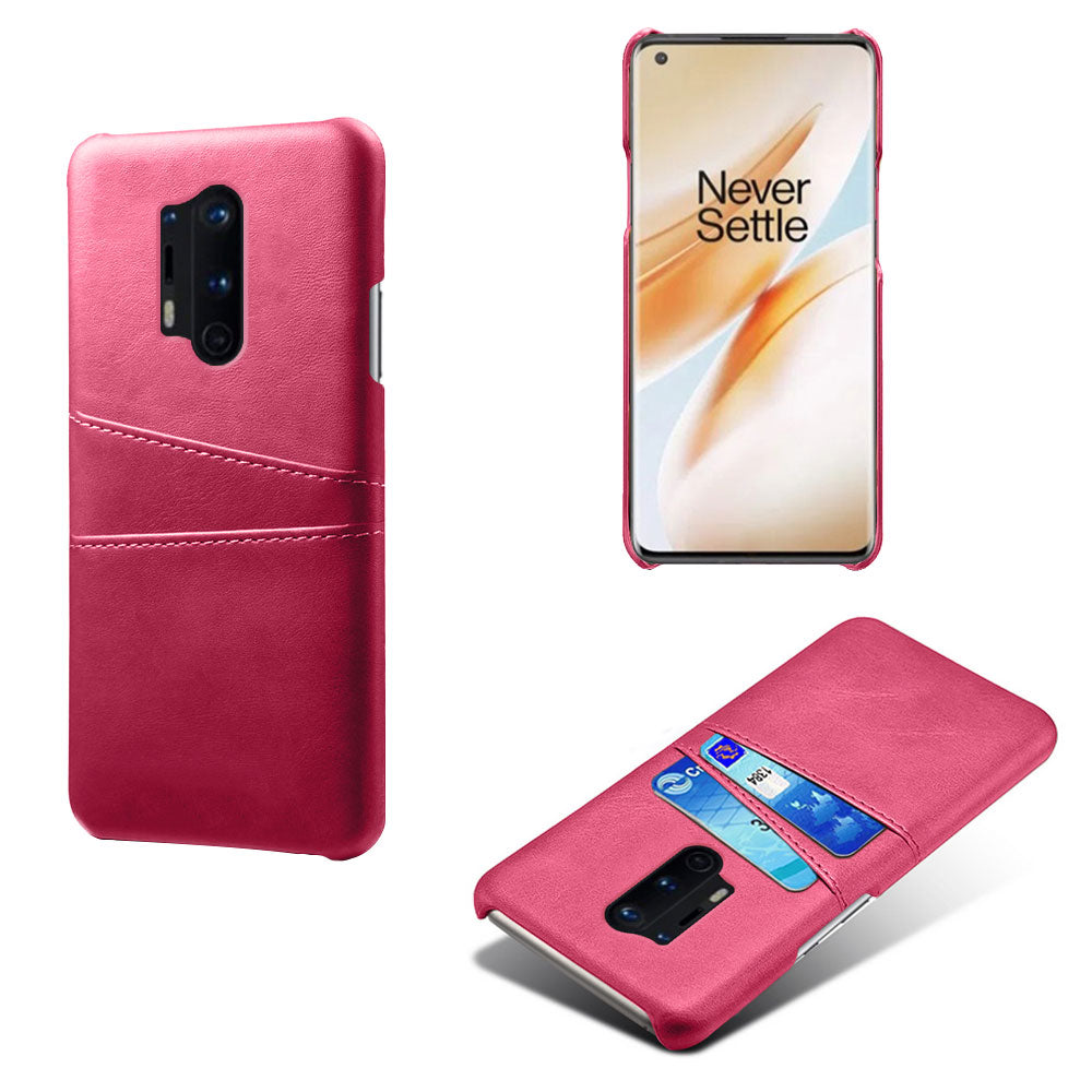 KSQ with Double Card Slots PU Leather Coated Hard PC Cover for OnePlus 8 Pro