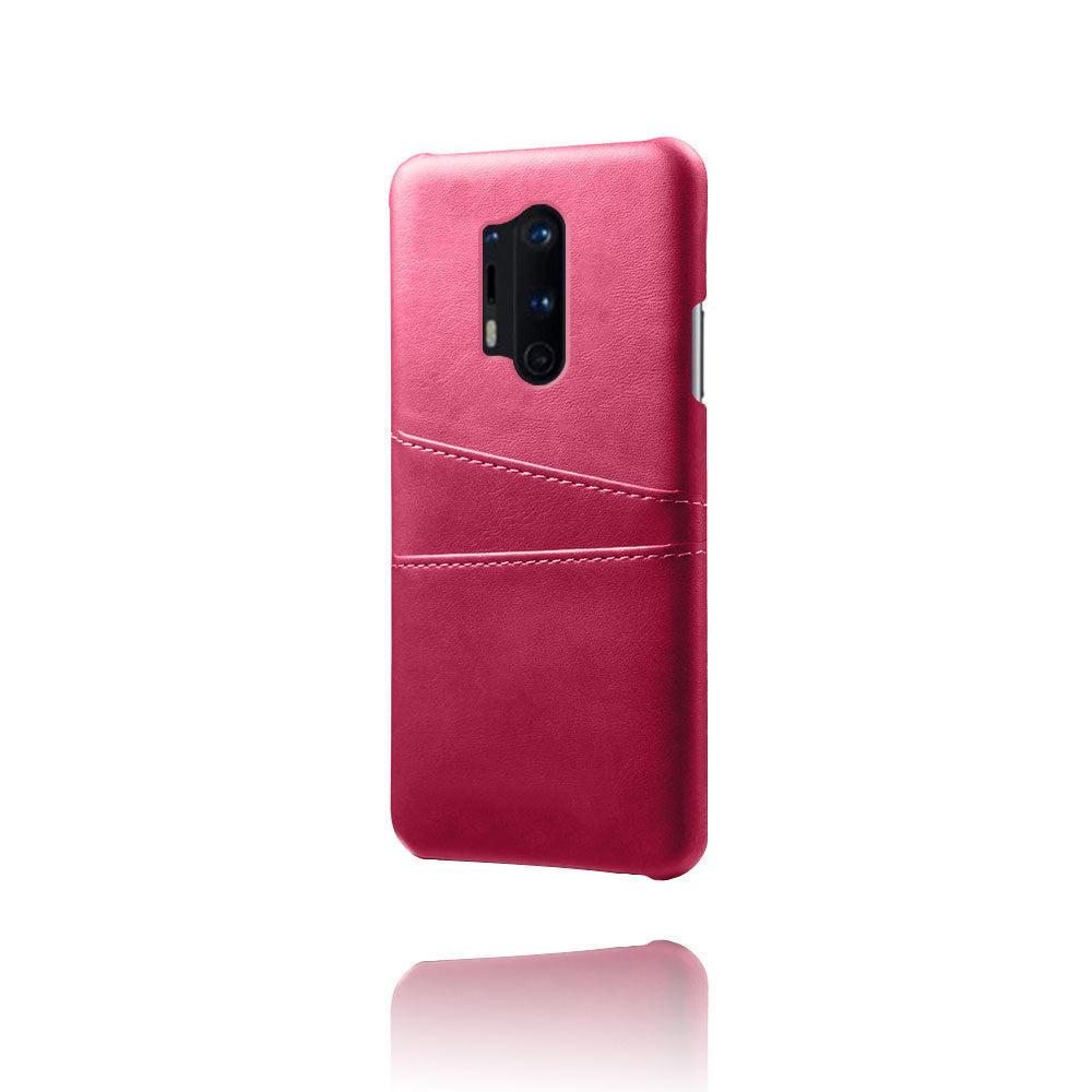 KSQ with Double Card Slots PU Leather Coated Hard PC Cover for OnePlus 8 Pro