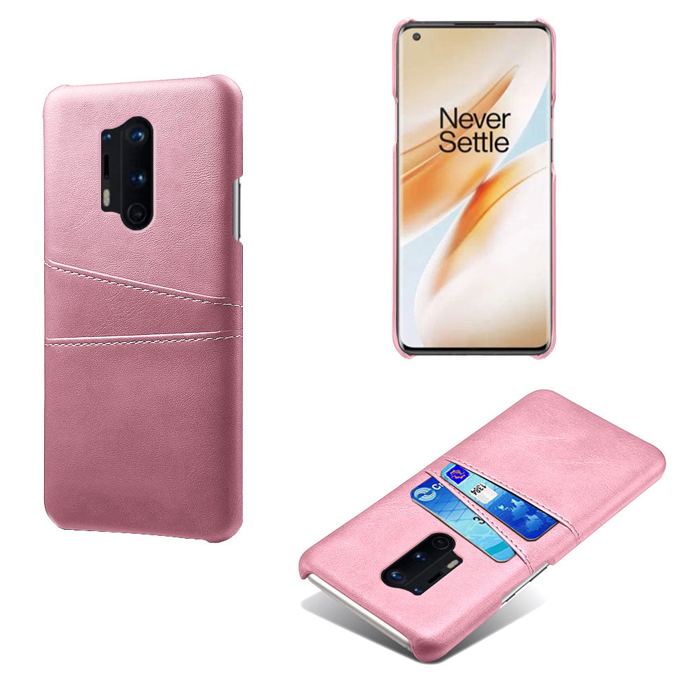 KSQ with Double Card Slots PU Leather Coated Hard PC Cover for OnePlus 8 Pro