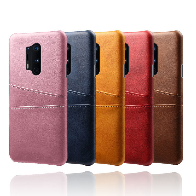 KSQ with Double Card Slots PU Leather Coated Hard PC Cover for OnePlus 8 Pro