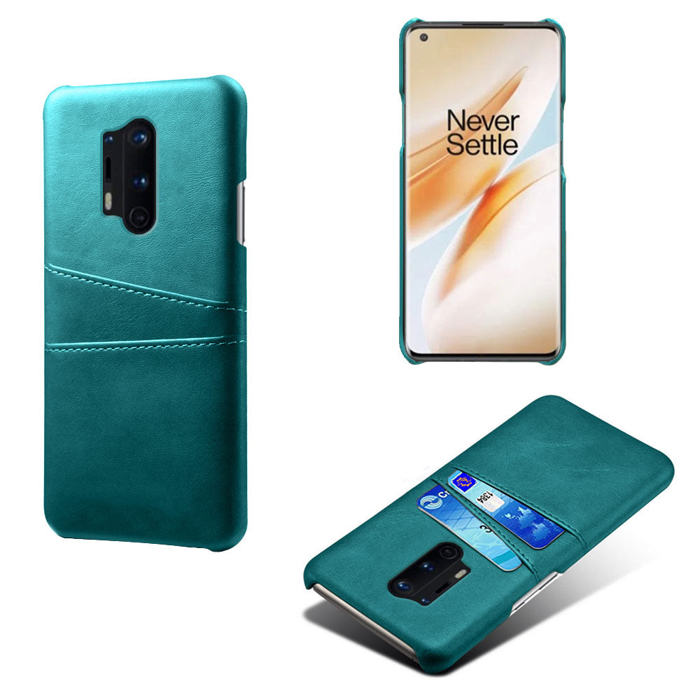 KSQ with Double Card Slots PU Leather Coated Hard PC Cover for OnePlus 8 Pro