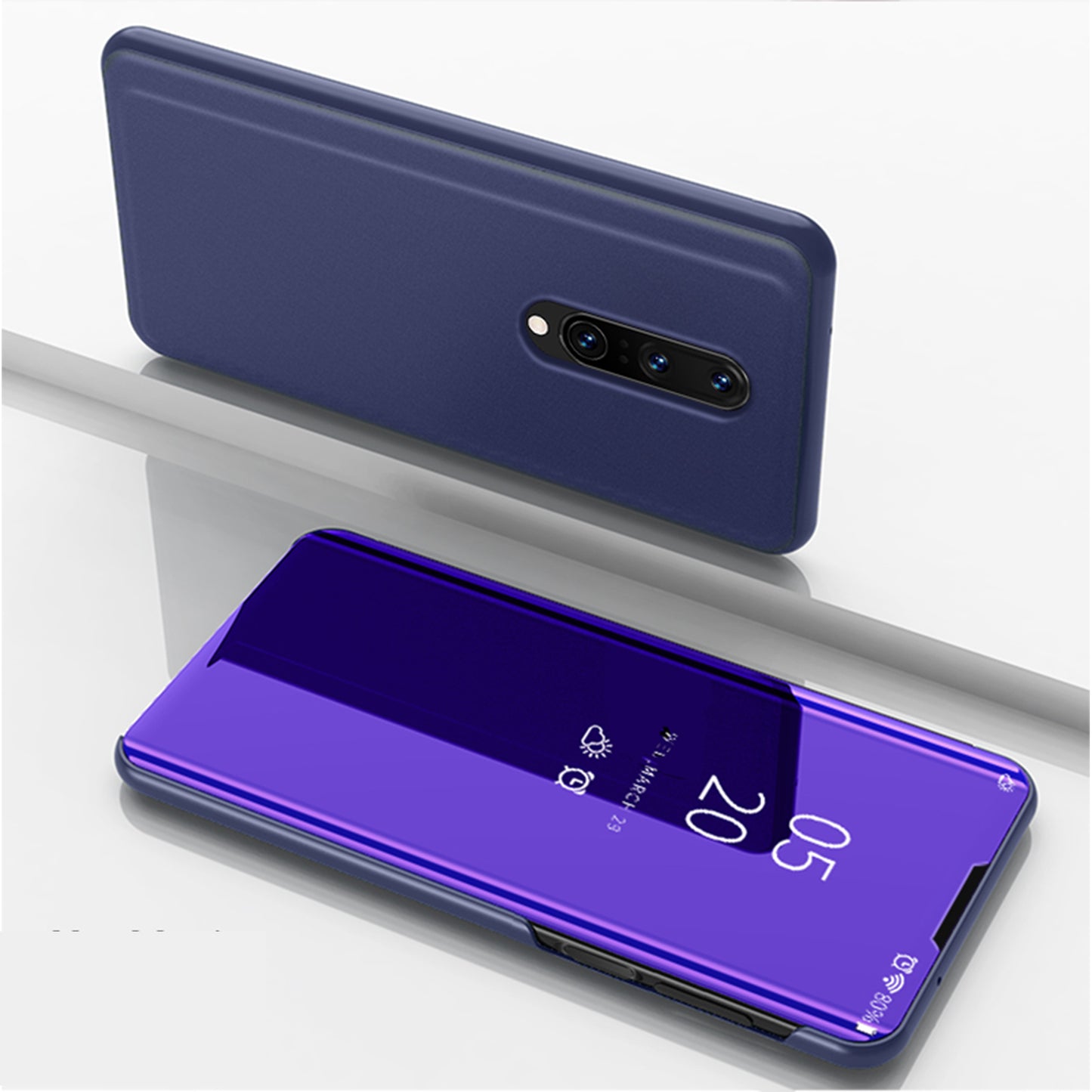 View Window Plated Mirror Surface Leather Stand Case for OnePlus 8