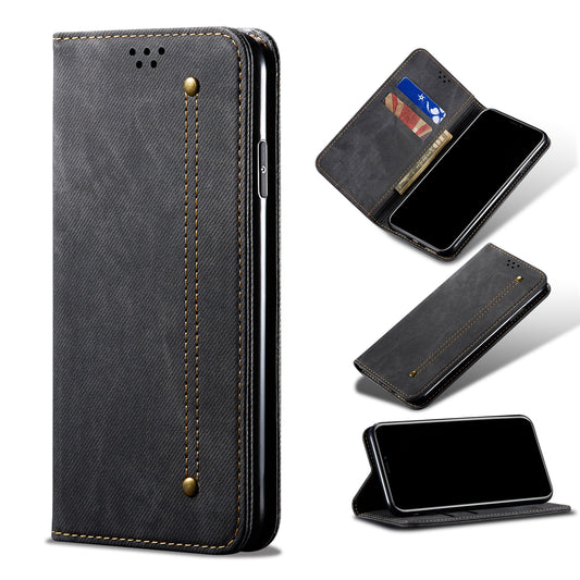 Vintage Style Jeans Cloth Texture Wallet Flip Leather Case for OnePlus 8 Pro