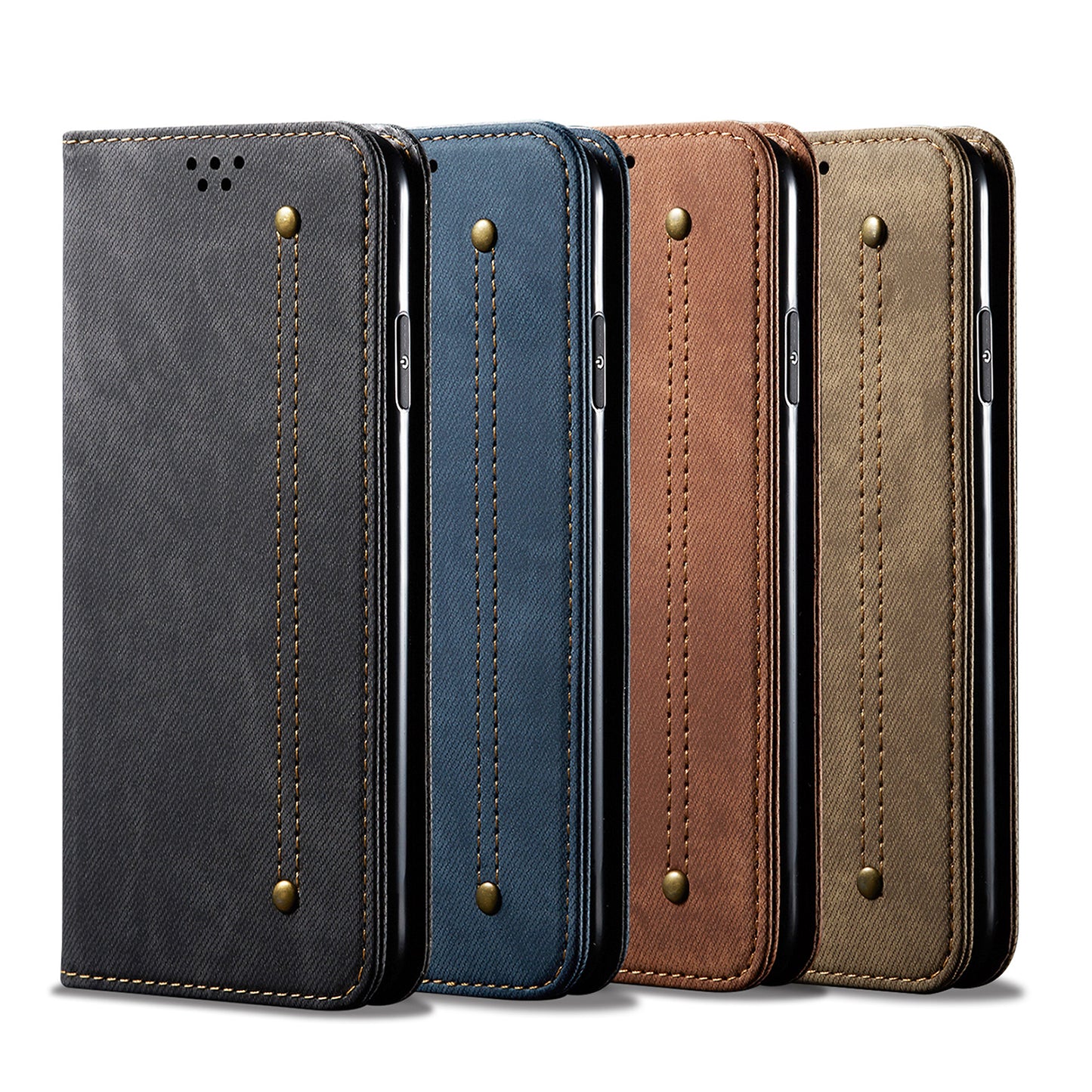 Vintage Style Jeans Cloth Texture Wallet Flip Leather Case for OnePlus 8 Pro