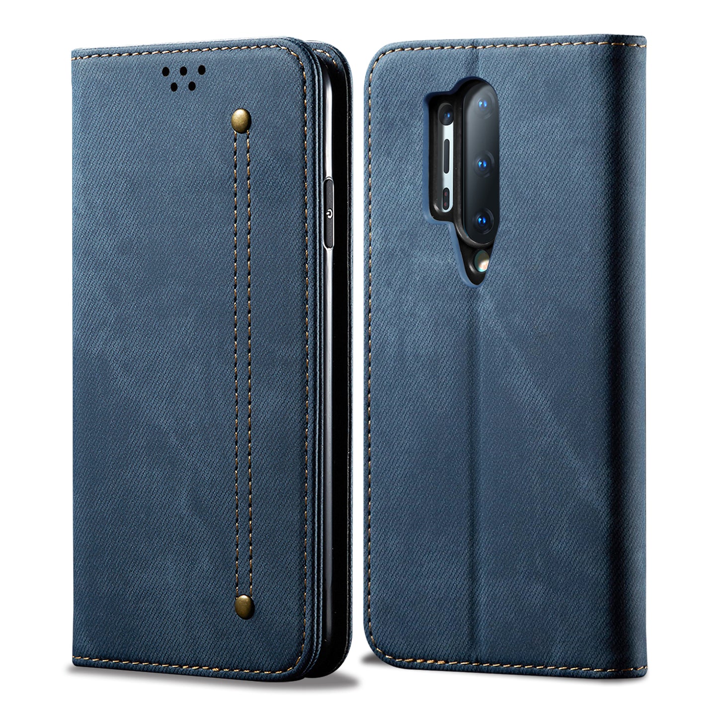 Vintage Style Jeans Cloth Texture Wallet Flip Leather Case for OnePlus 8 Pro