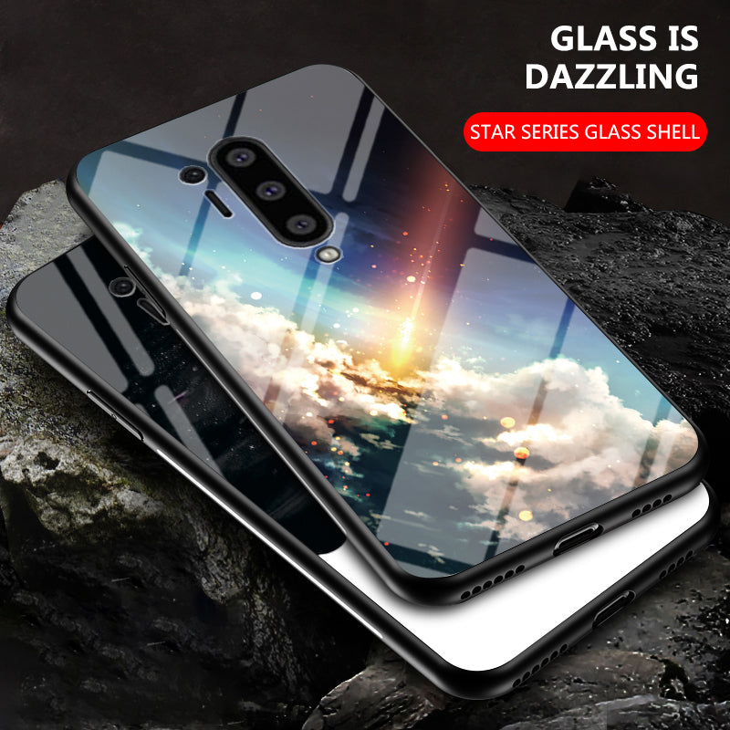 Starry Sky Tempered Glass + PC + TPU Hybrid Case for OnePlus 8 Pro