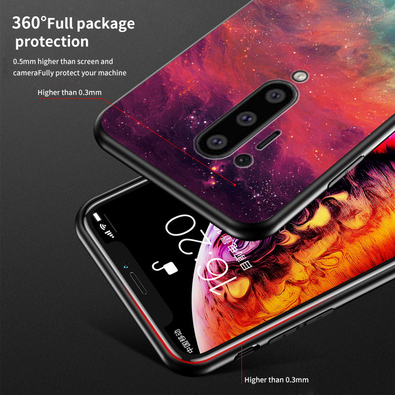 Starry Sky Tempered Glass + PC + TPU Hybrid Case for OnePlus 8 Pro