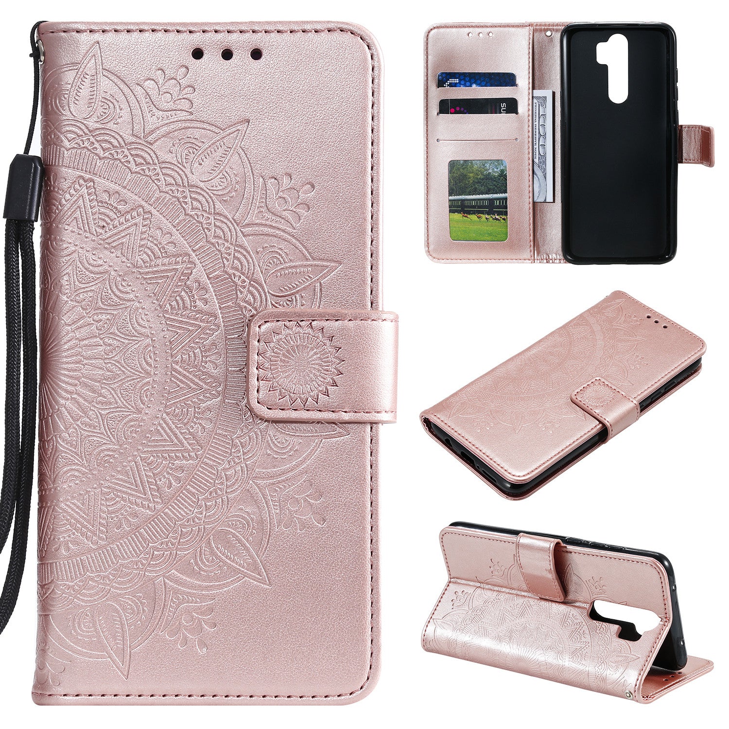 Imprint Flower Leather Wallet Cover for OnePlus 8 Pro