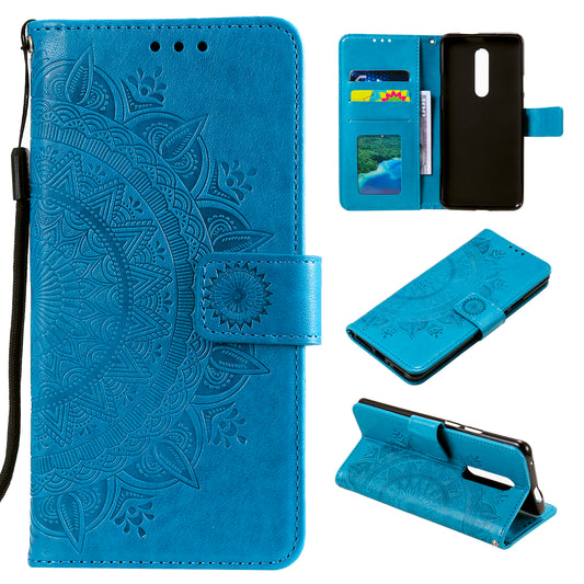 Imprint Flower Leather with Wallet Shell for OnePlus 8