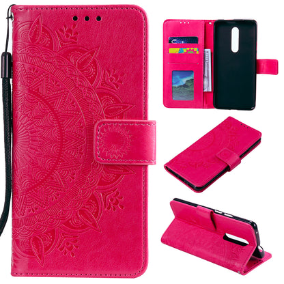 Imprint Flower Leather with Wallet Shell for OnePlus 8