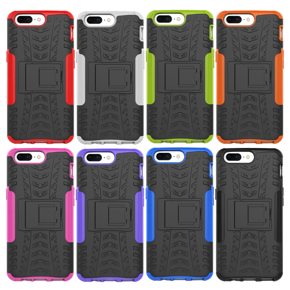 2-in-1 Tyre Pattern Kickstand PC + TPU Hybrid Phone Case for OnePlus 5