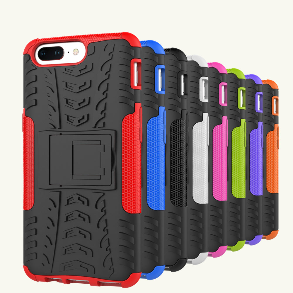 2-in-1 Tyre Pattern Kickstand PC + TPU Hybrid Phone Case for OnePlus 5