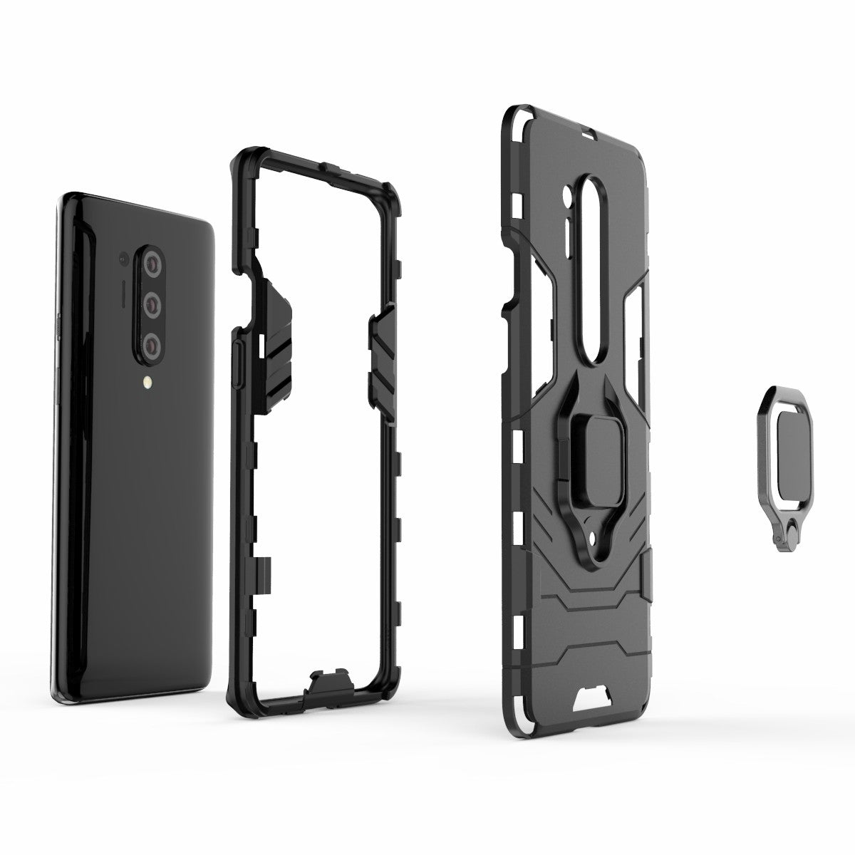 Cool Guard Ring Holder Kickstand PC TPU Hybrid Case Protective Shell for OnePlus 8 Pro