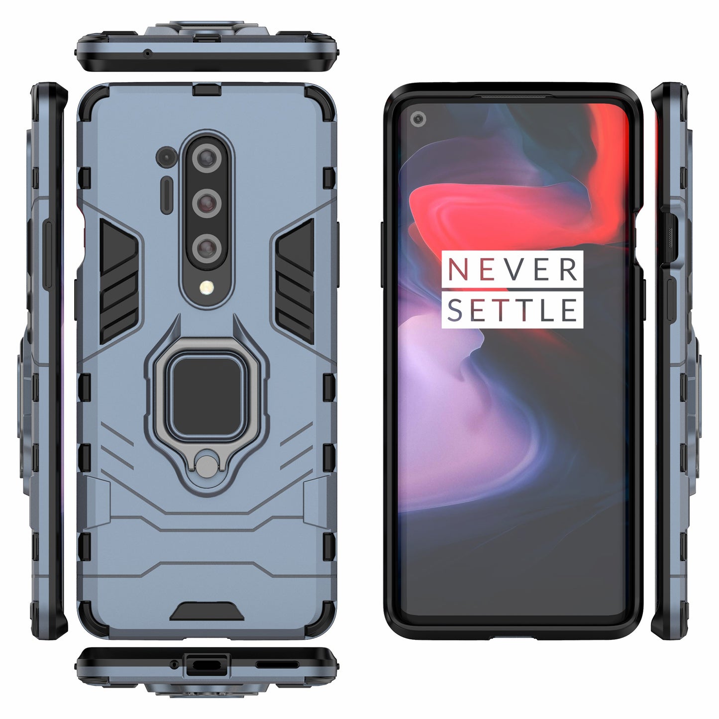 Cool Guard Ring Holder Kickstand PC TPU Hybrid Case Protective Shell for OnePlus 8 Pro