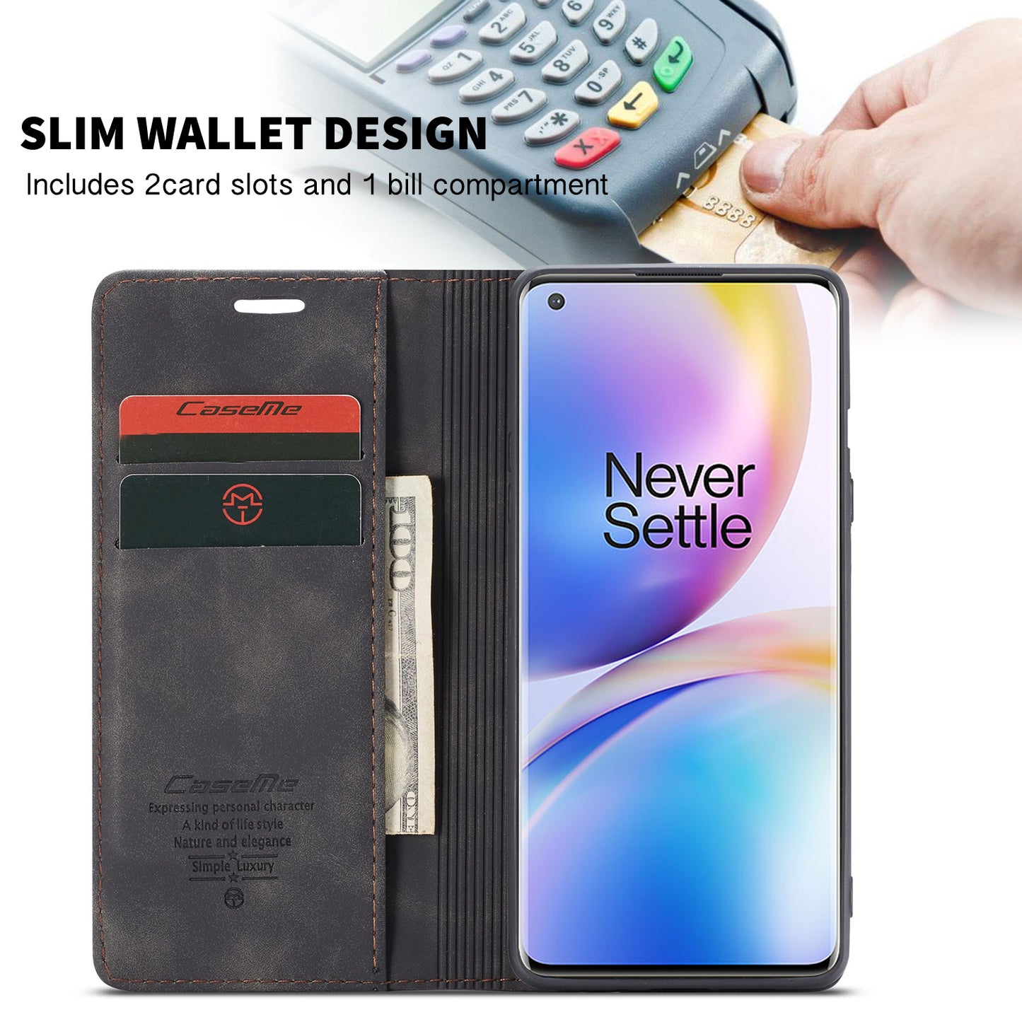 CASEME 013 Series Auto-absorbed Leather Protection Case for OnePlus 8 Pro