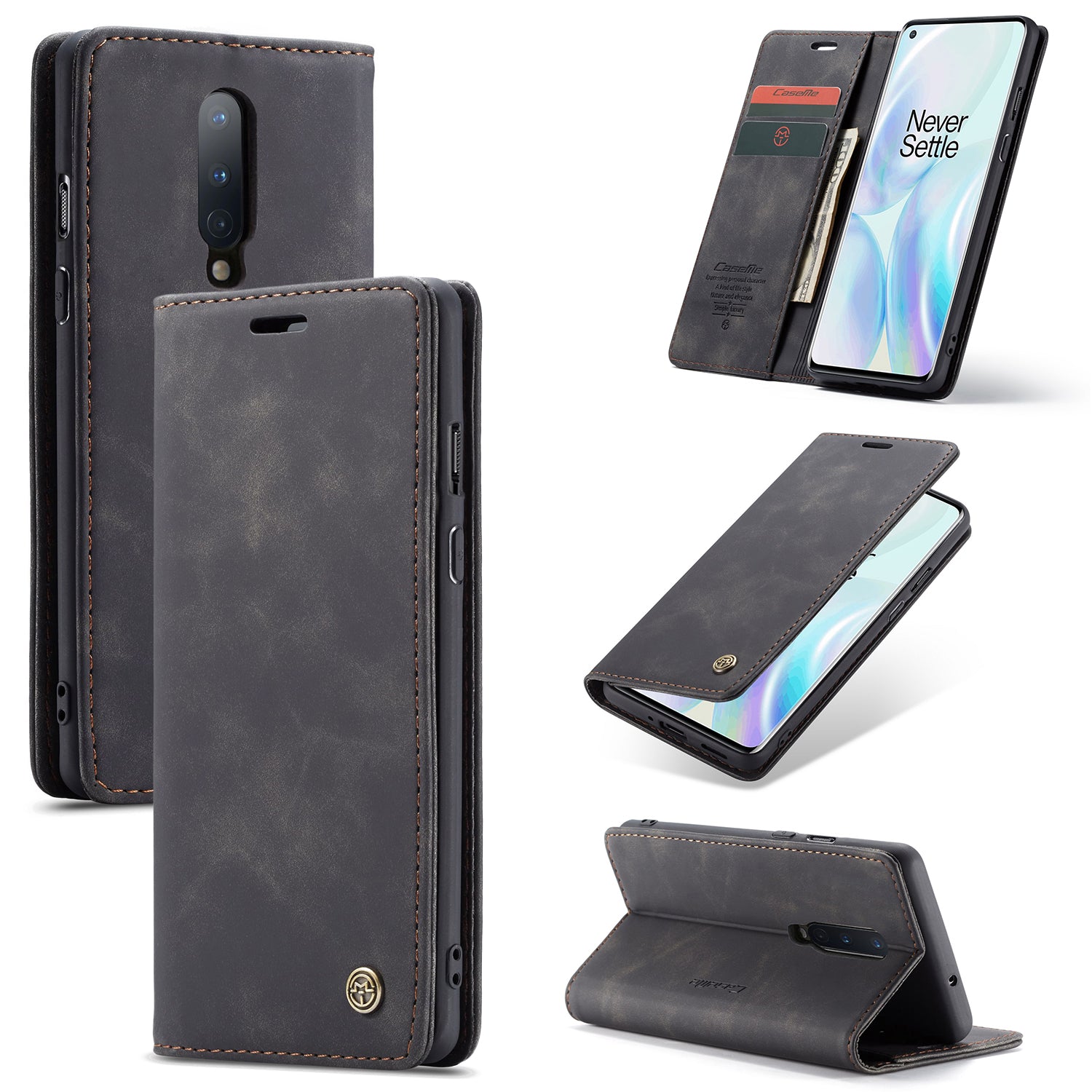 CASEME 013 Series Auto-absorbed Leather Wallet Shell for OnePlus 8