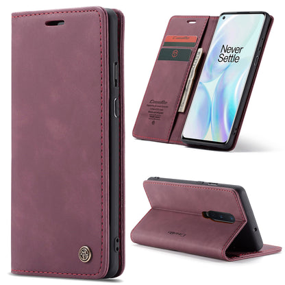 CASEME 013 Series Auto-absorbed Leather Wallet Shell for OnePlus 8