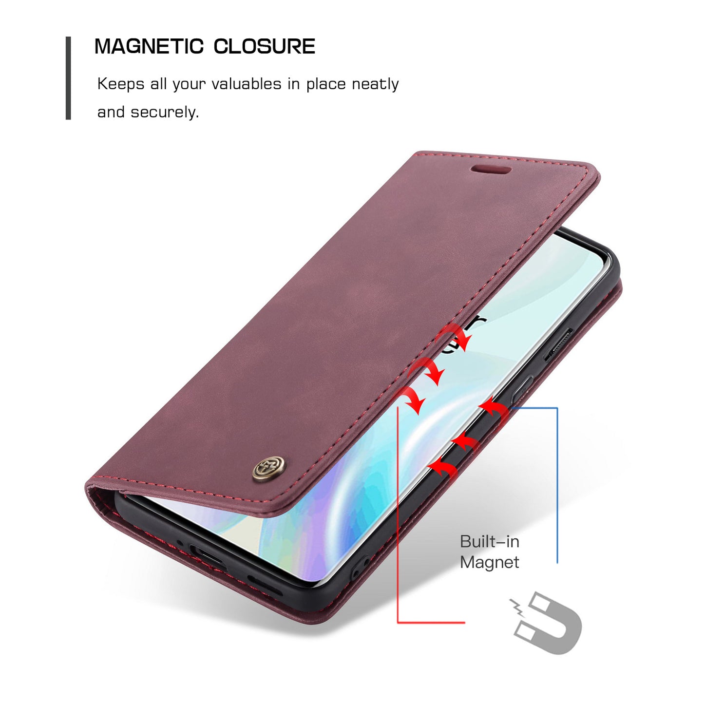 CASEME 013 Series Auto-absorbed Leather Wallet Shell for OnePlus 8