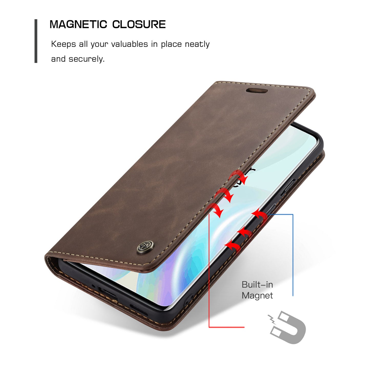 CASEME 013 Series Auto-absorbed Leather Wallet Shell for OnePlus 8