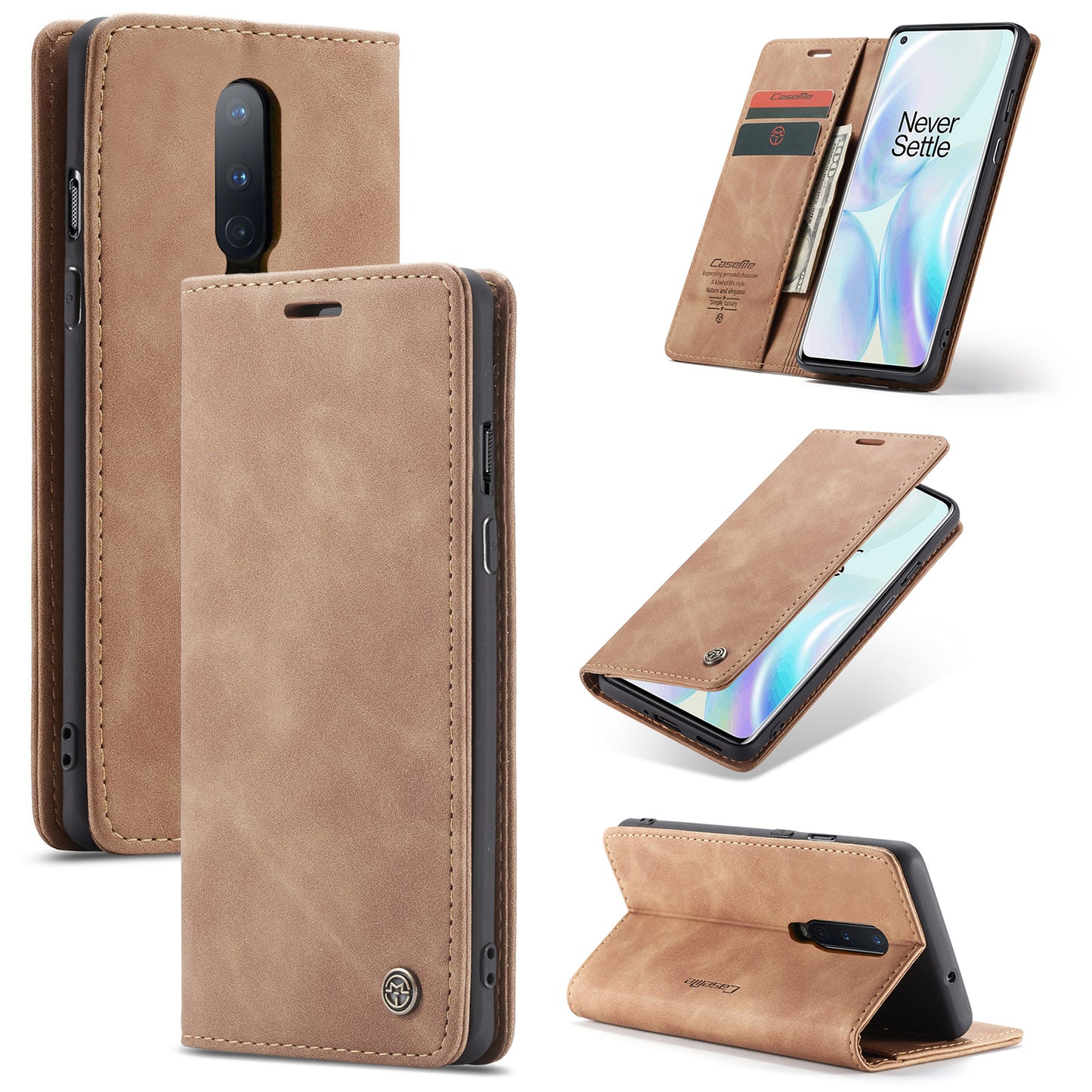 CASEME 013 Series Auto-absorbed Leather Wallet Shell for OnePlus 8