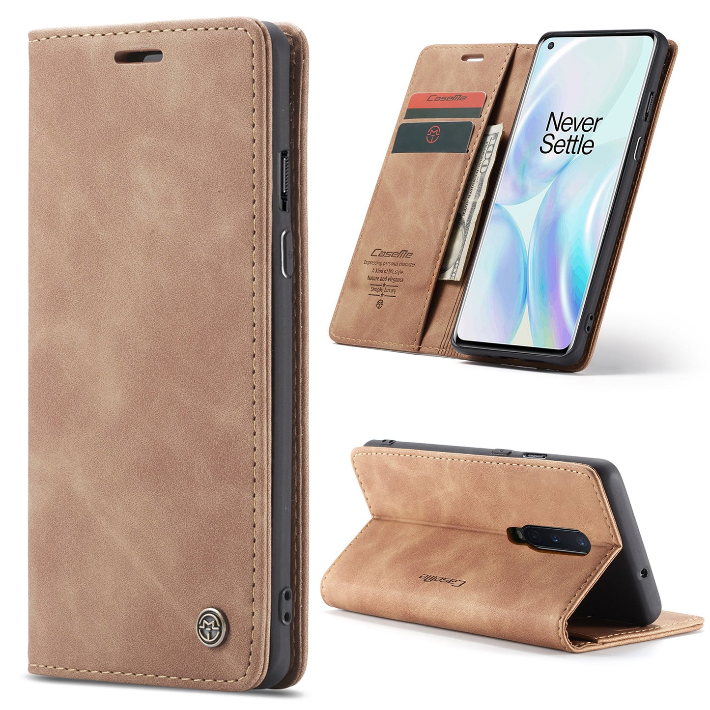 CASEME 013 Series Auto-absorbed Leather Wallet Shell for OnePlus 8