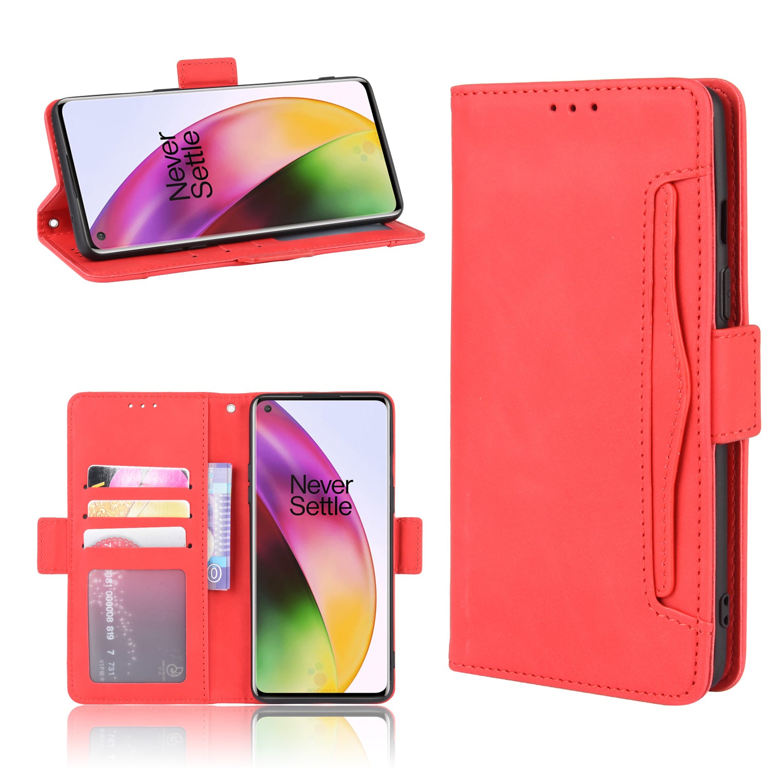 PU Leather Stand Wallet Phone Casing with Multiple Card Slots for OnePlus 8