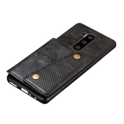 Kickstand Card Holder PU Leather Coated TPU Phone Case [Built-in Vehicle Magnetic Sheet] for OnePlus 8 Pro