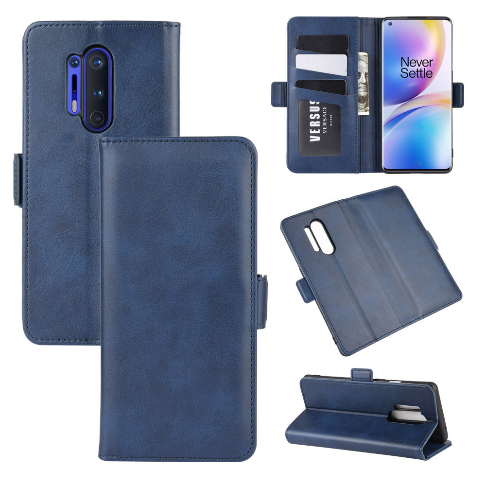 Double Clasp Flip Leather Wallet Stand Phone Case Cover for OnePlus 8 Pro