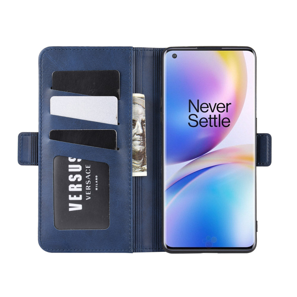 Double Clasp Flip Leather Wallet Stand Phone Case Cover for OnePlus 8 Pro